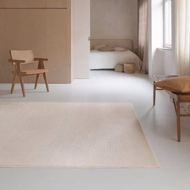 The Rug Shop UK Beige Wool Modern Abstract Easy to Clean Area Rug W/D: 135 x 200 cm – 1