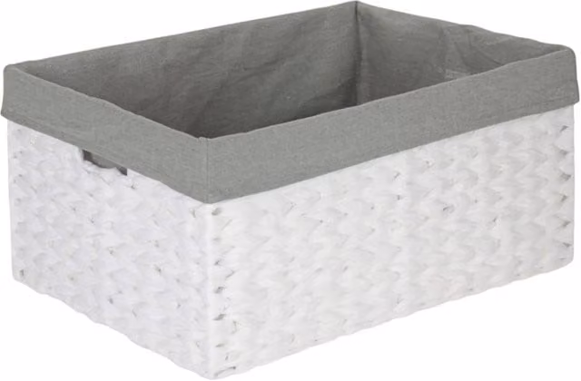 Red Hamper Rectangular White Paper Rope Storage Basket with Grey Cotton Lining, W/D/H: 42.0 x 30.0 x 21.0 cm – 1