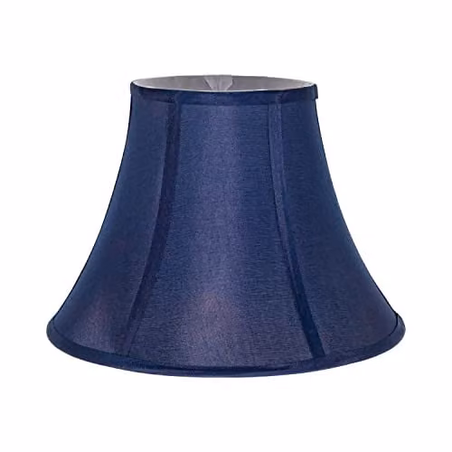 Happy Homewares Classic Blue and White Fabric Lamp Shade with Metal Frame and Reducer Ring