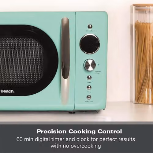 Hamilton Beach 20L Solo Countertop Microwave in Green/Turquoise with LED Display, Automatic Programs, Timer and Child Lock, 700W – 5