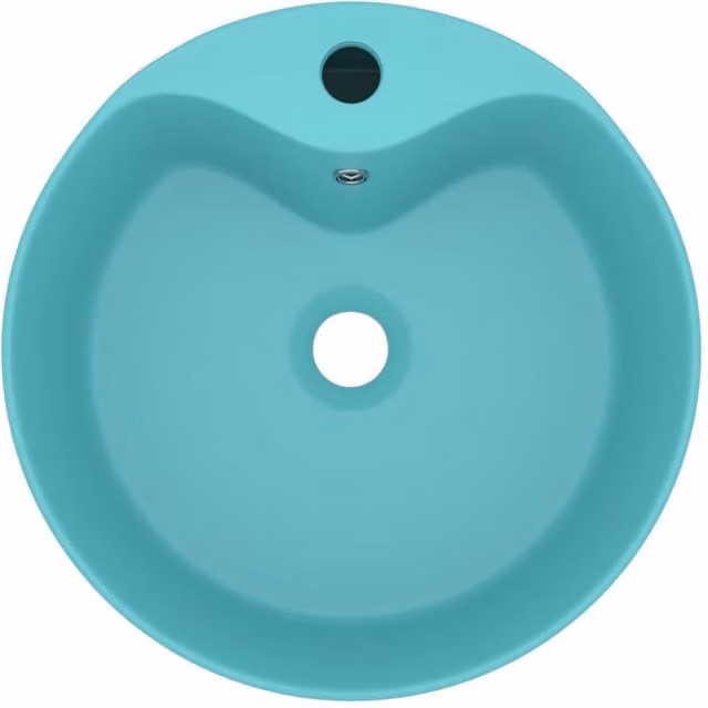 Berkfield Home Luxury Ceramic Wash Basin with Overflow in Matt Light Green, W: 36 cm, D: 13 cm, H: 13 cm