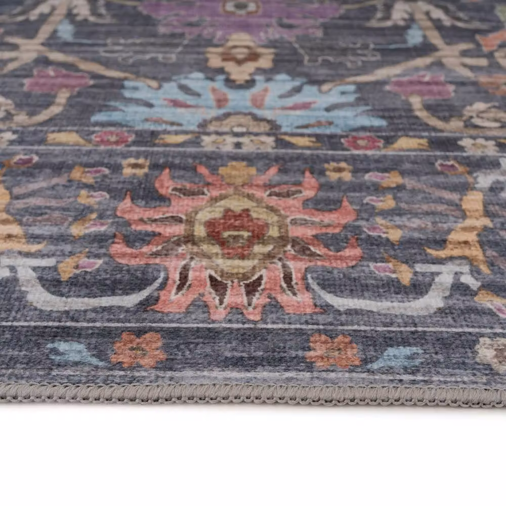 Kukoon Navy Blue Distressed Vintage Hallway Runner Rug, Machine Woven Chenille and Cotton, Liquid Repellent and Washable, W: 60 cm, L: 240 cm – 3