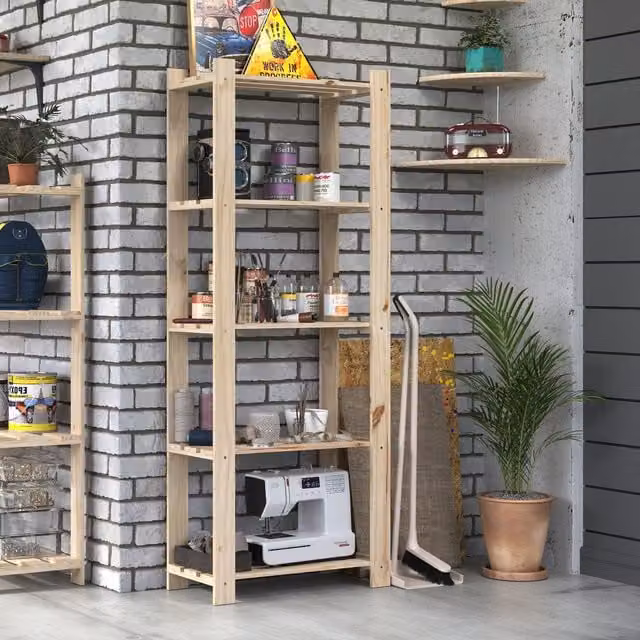 Core Products Ltd Pre-Sanded Slatted Pine Shelf Unit in Natural Wood, H 160 cm x D 30 cm