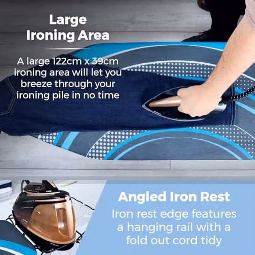Tower Height Adjustable Ironing Board with Iron Rest, Black – 2