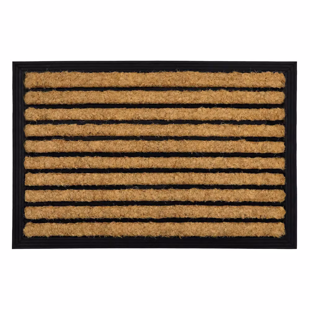 JVL Tuffscrape Coir and Rubber Backed Entrance Doormat, Brown Striped, W: 40 cm, D: 60 cm – 2