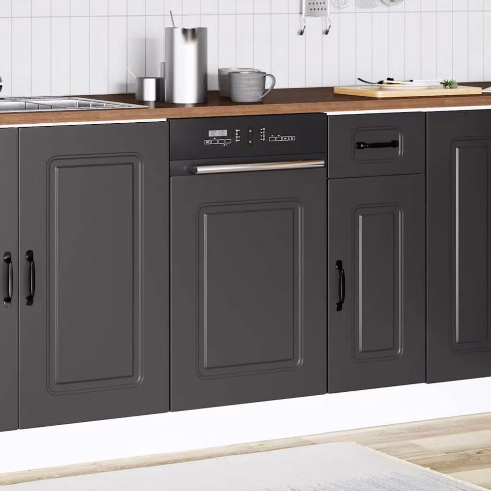 Berkfield Home Kalmar Dishwasher Panel, Black, W/D/H: 45 x 1.5 x 67 cm – 3