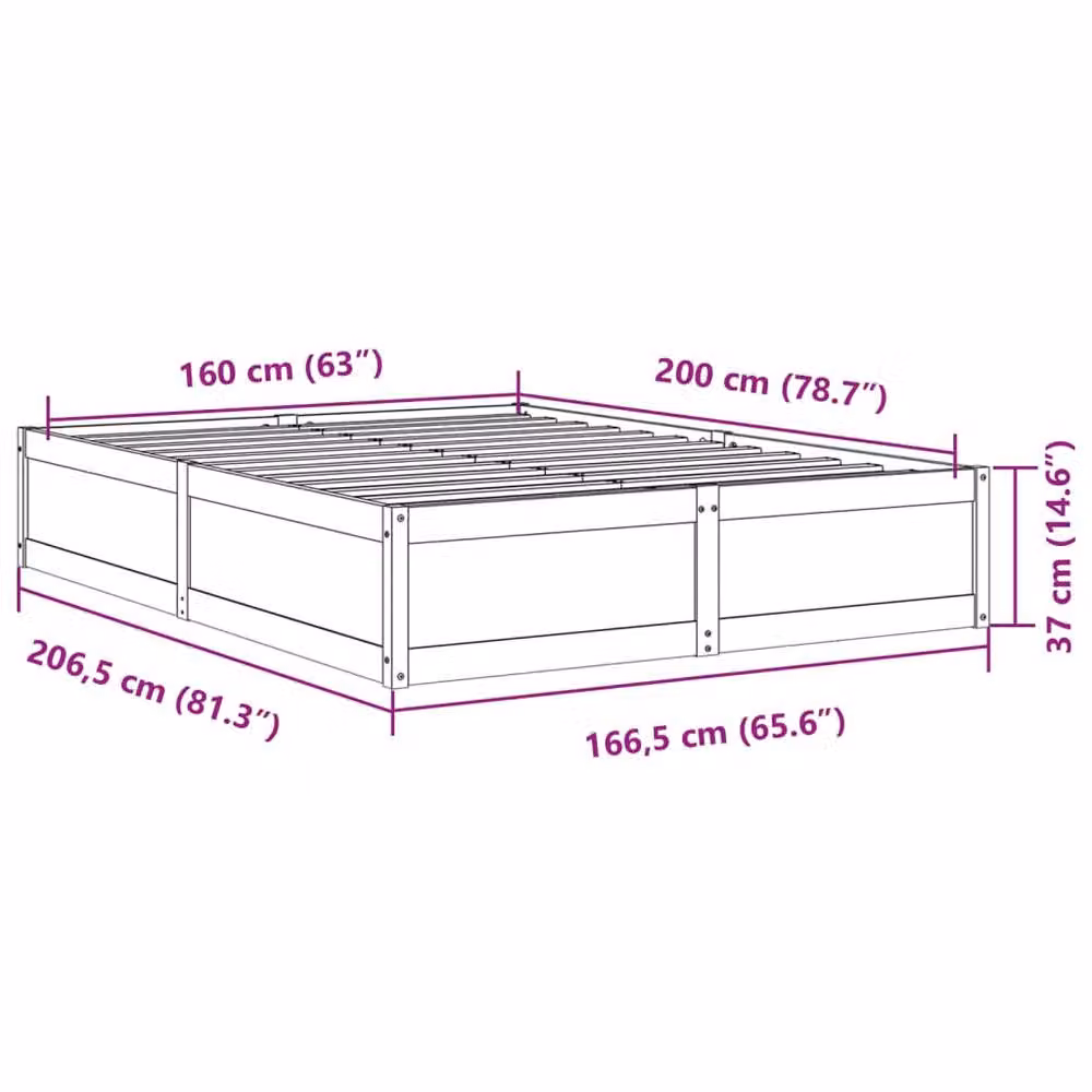Berkfield Home Solid Wood Pine Bed Frame in Wax Brown, W/D/H: 160 x 200 cm – 2
