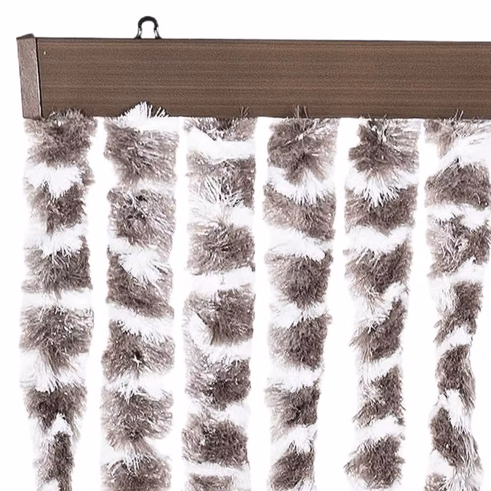 Berkfield Home Chenille Fly Curtain in Taupe and White, W: 100 cm, H: 230 cm – 3