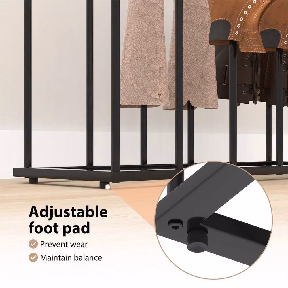 PAWNORA Black Metal Freestanding Boot Rack Organizer, W: 100 cm, D: 15 cm, H: 43 cm – 5