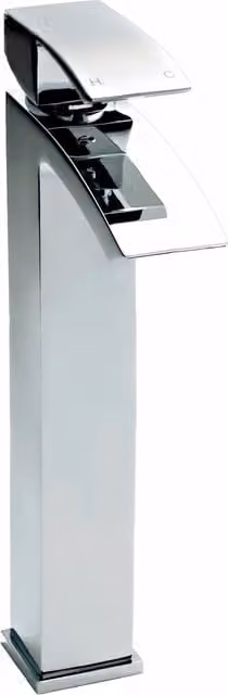Balterley Contemporary Square Tall Single Lever Deck Mounted Mono Basin Mixer Tap, Chrome/Silver, H 30.7 cm x W 5.2 cm x D 13.9 cm – 1