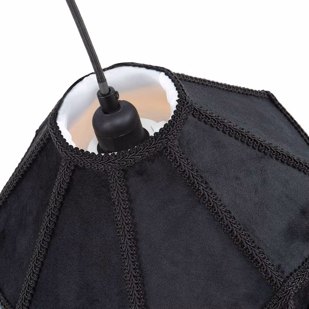 Happy Homewares Traditional Victorian Empire Soft Velvet Lamp Shade with Tassels in Black, Diameter: 30.48 cm – 5