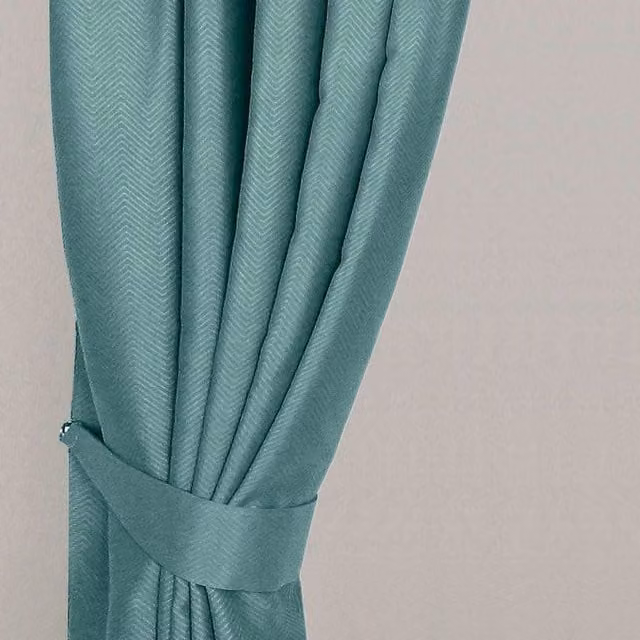 Homescapes Herringbone Chevron Curtain Tie Back Pair in Blue
