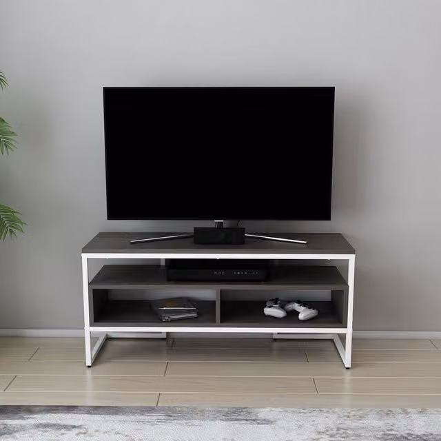Decorotika Minimalist TV Unit in White and Brown