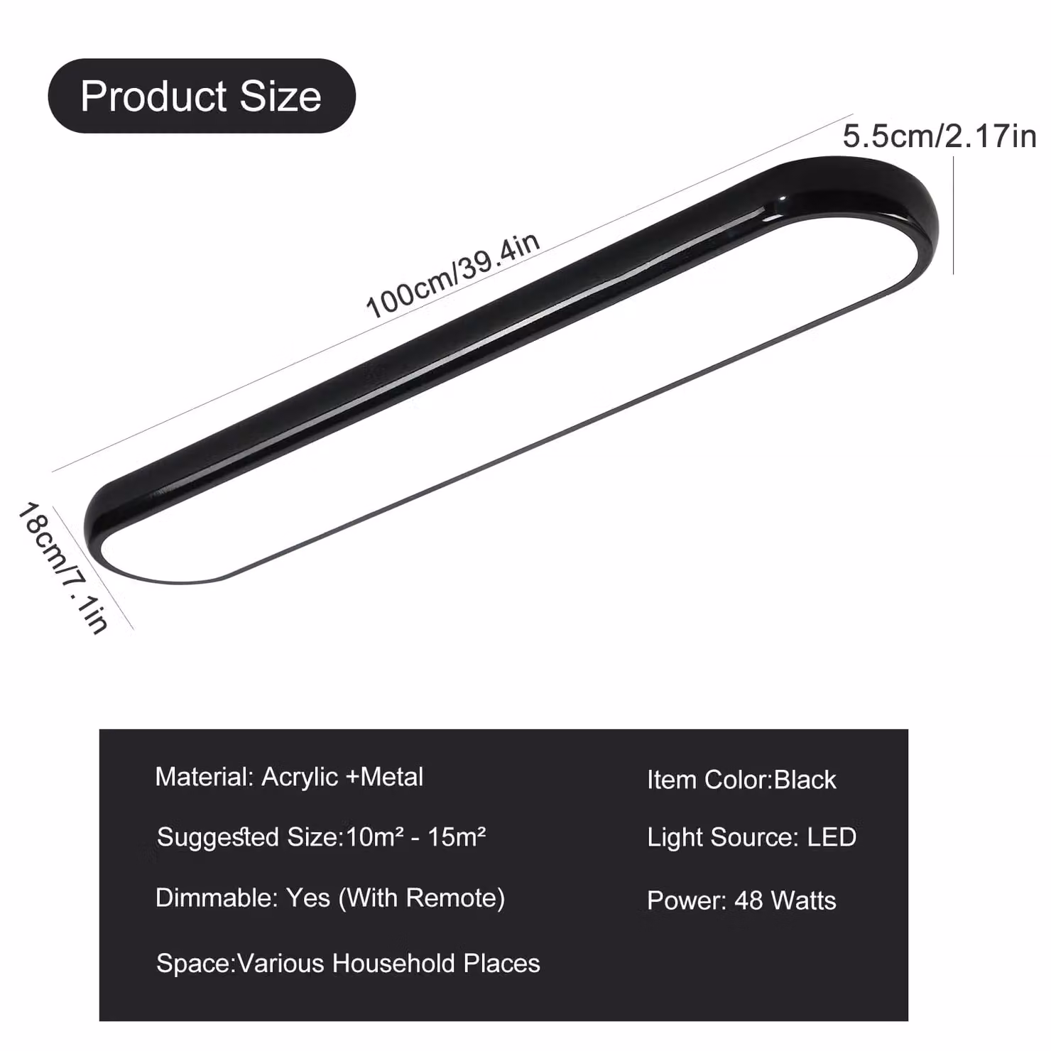 Garwarm Dimmable LED Semi Flush Mount Ceiling Light with Remote Control in Black – 3