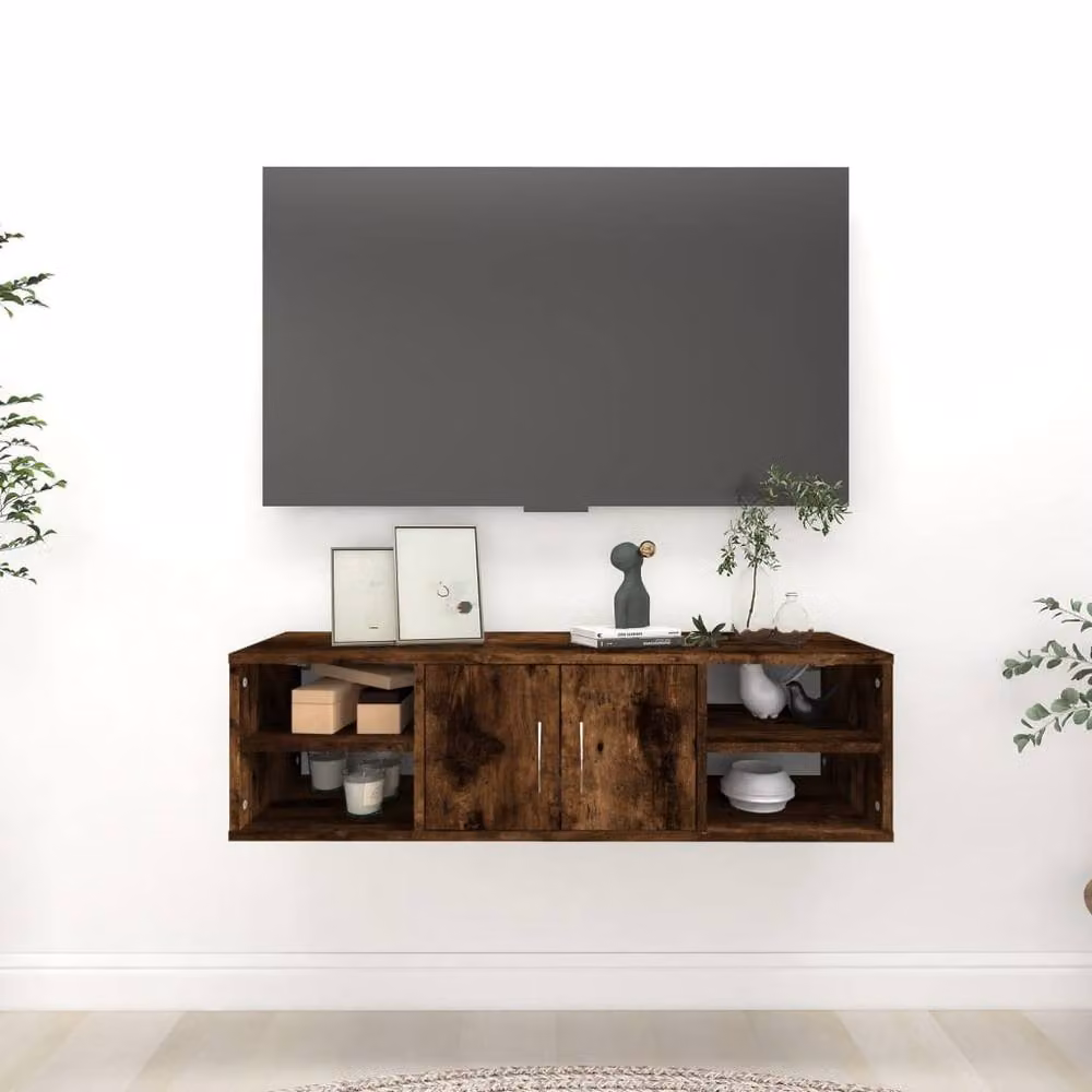 Berkfield Home Wall Mounted Smoked Oak Wall Shelf, Brown, W/D/H: 102 x 30 x 29 cm – 2