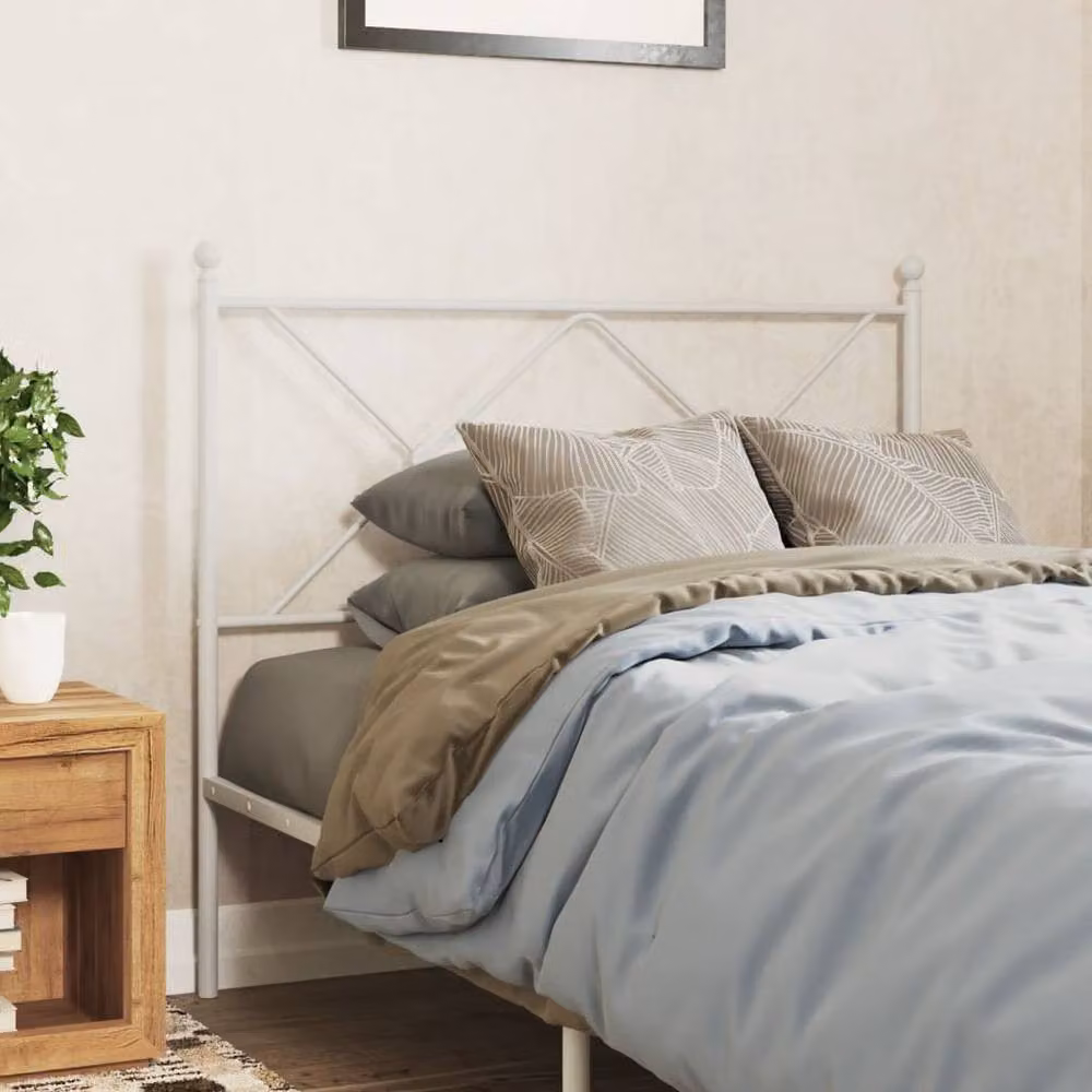 Berkfield Home Classic Metal Headboard in White, Width: 100 cm – 2