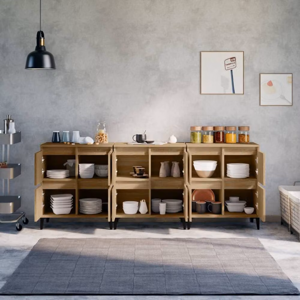 Berkfield Home 3-Piece Sonoma Oak Sideboard Set in Light Tan, W/D/H: 60 x 35 x 70 cm – 2