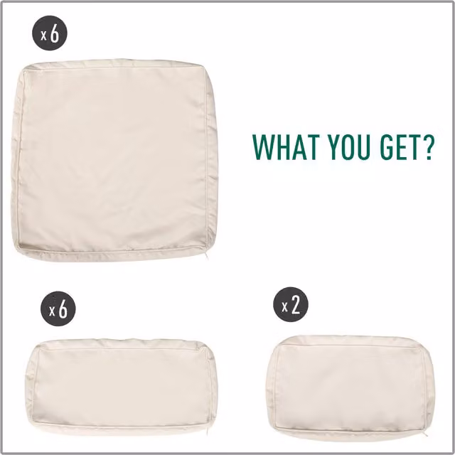 Outsunny 14 Replacement Cushion Covers with Zip Fastening, Washable Polyester, Cream/Beige/White