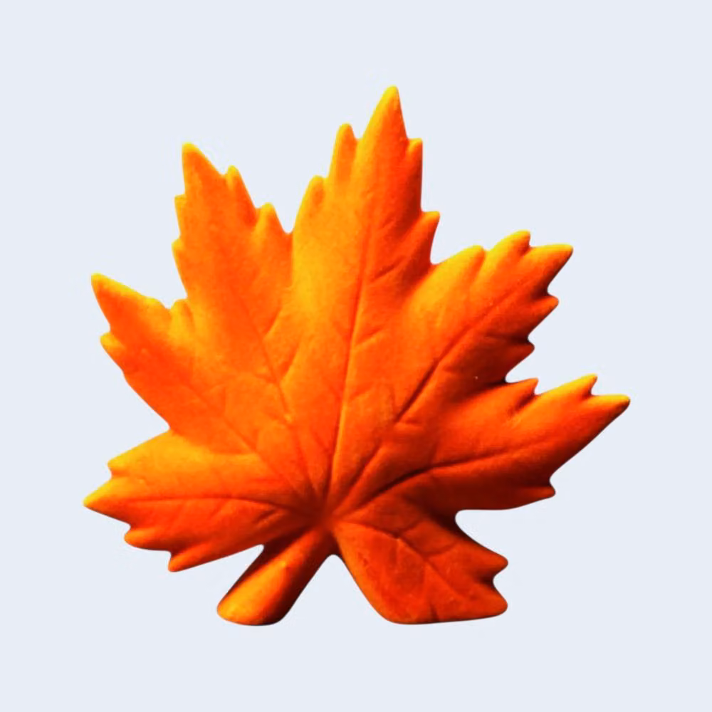 Four Candle Orange Flocked Ceramic Maple Leaf Tabletop Decoration, Height: 15.2 cm – 2