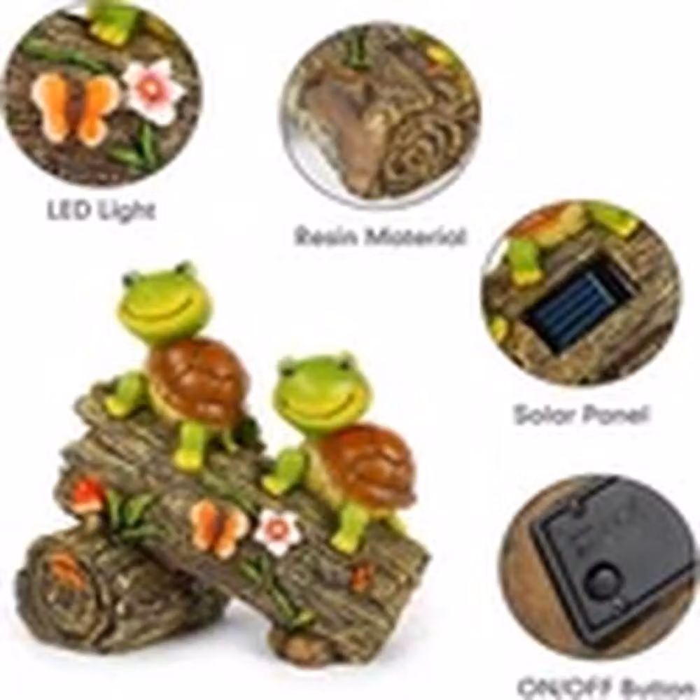 EONLION Tortoise Solar Lights Ornament, Green and Multicolour Outdoor Garden Decoration, H 23.5 cm x W 23.0 cm x D 13.0 cm – 3