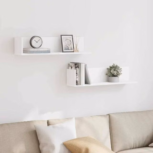 Berkfield Home Decorative Wall Mounted Shelves, 2 Pack, White, W/D/H: 75 x 16.5 x 16.5 cm