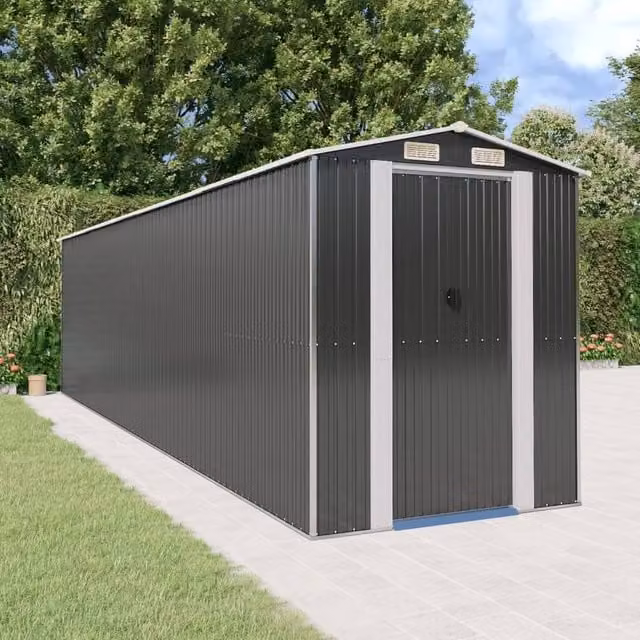 Berkfield Home Anthracite Garden Shed in Galvanised Steel, W/D/H: 772 x 192 x 223 cm – 1