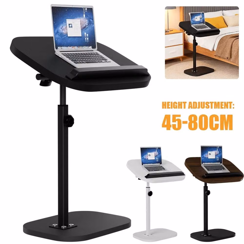 NESTLUNE Black Adjustable C-Shaped Sofa Side End Table with Tilting Top, W/D/H: 80 x 45 x 15 cm – 5