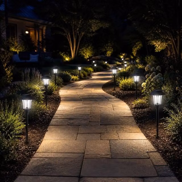 Simpa Set of 2 Solar Powered Black Aluminium Garden Post Lantern Lights