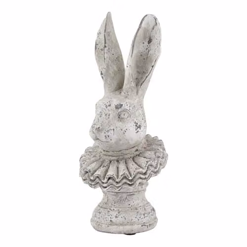 Hill Interiors Stone Effect Ruffle Hare Ornament in Grey