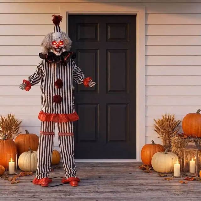 Garden Greatness 6ft Standing Scary LED Animated Clown in Multicolour