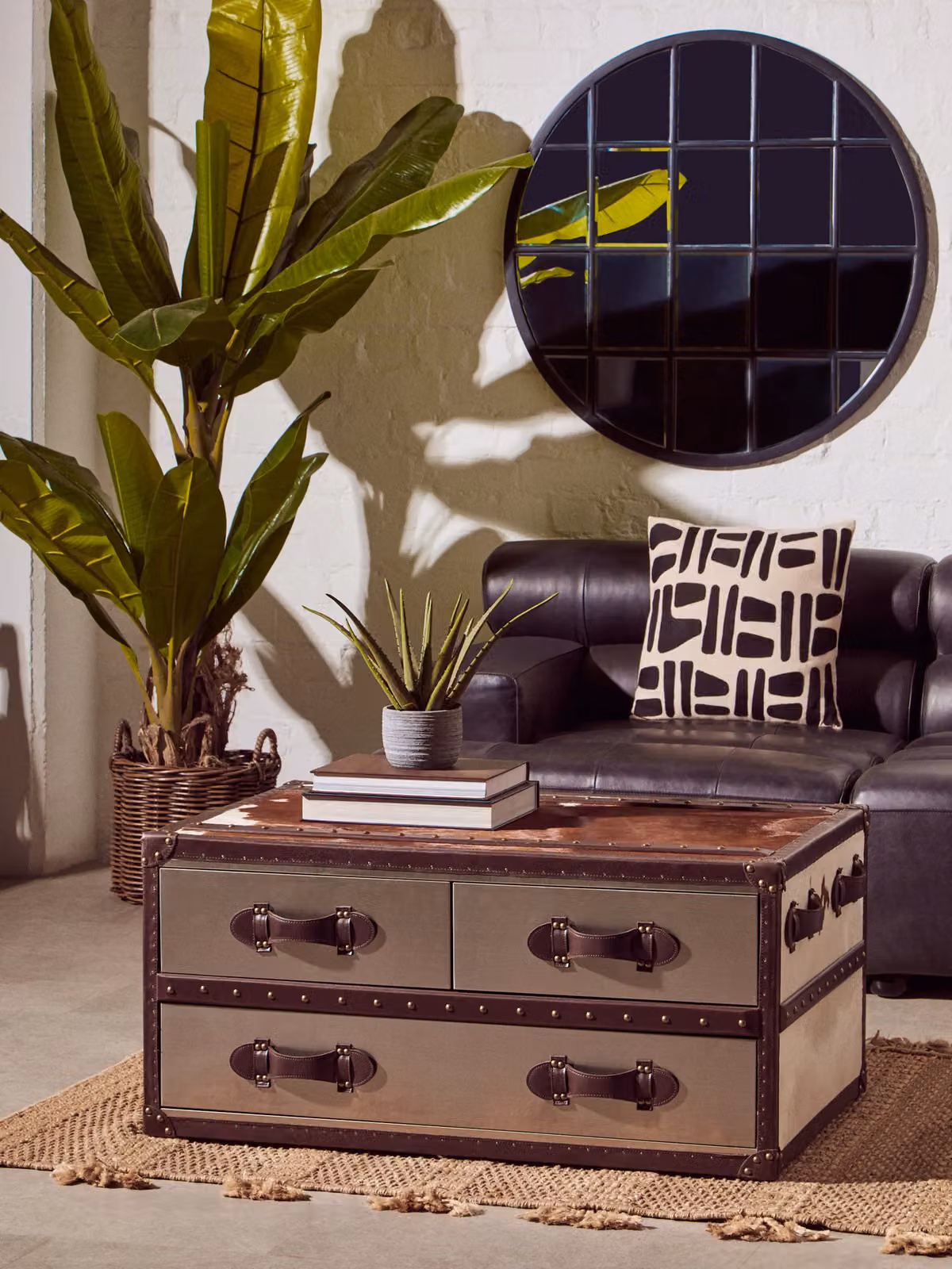 Orsina Rectangular Brown and White Genuine Cowhide Coffee Table with Metal Base W/D/H: 97 x 67 x 46 cm – 3