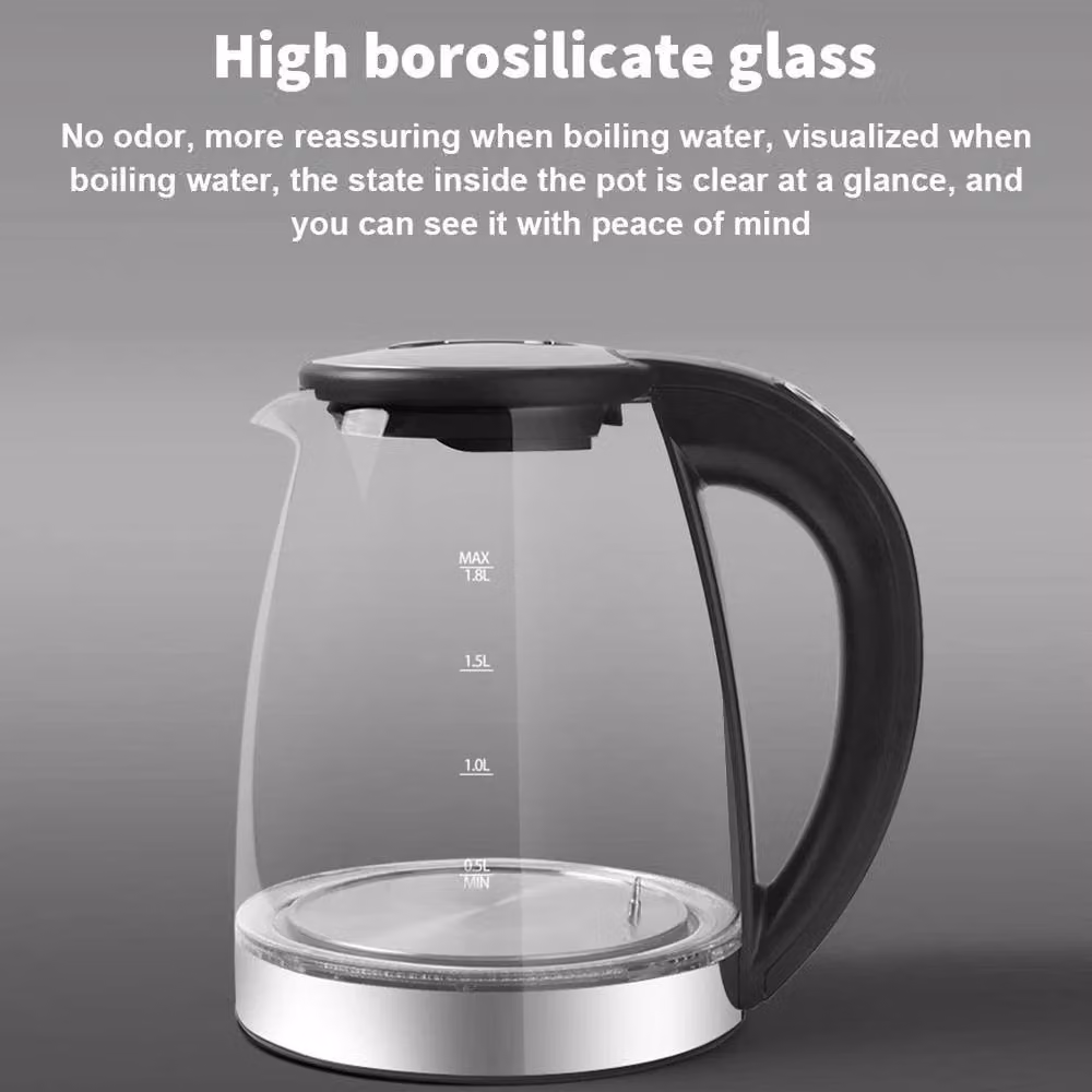 NESTLUNE 1.8 l Illuminated Glass Cordless Electric Kettle with Touch Display, 2200 W, Transparent – 4
