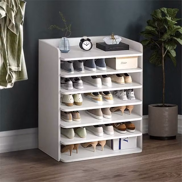 Nordara 7 Tier Wooden Shoe Rack Storage Organiser in White – 1
