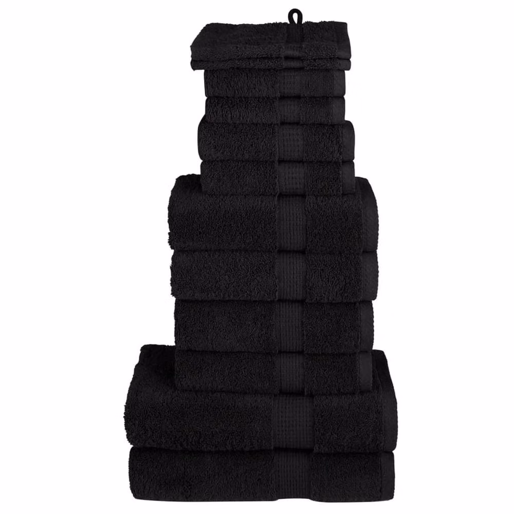 Berkfield Home Soft SOLUND 12 Piece Premium Cotton Terry Towel Set, Black, 600 gsm – 2