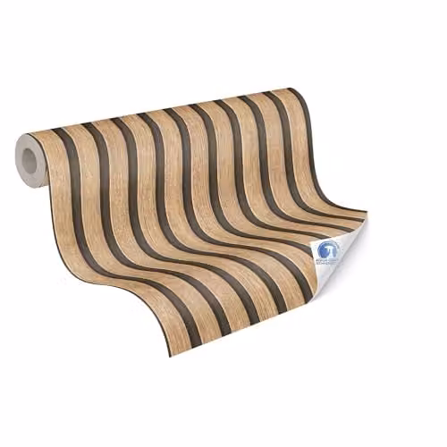 Livingwalls DESIGNDROP Non-Woven Pre-pasted Wallpaper with Wood Panel Look in Brown, Beige and Black, W: 0.53 m, L: 10.05 m