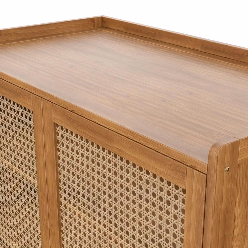 EONLION 7-Tier Brown Lacquered Wood Shoe Cabinet Storage Cupboard, W: 100 cm, H: 95 cm, D: 20 cm – 3