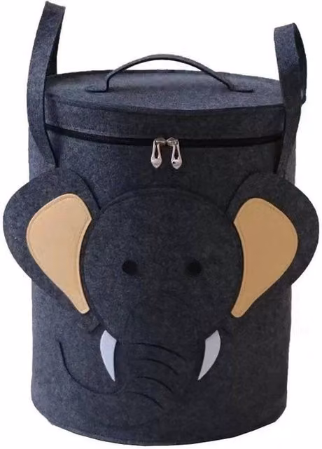 Kelvenix Large Soft Toy Storage Basket Organizer Bag with Lid and Handles, Dark Grey – 1