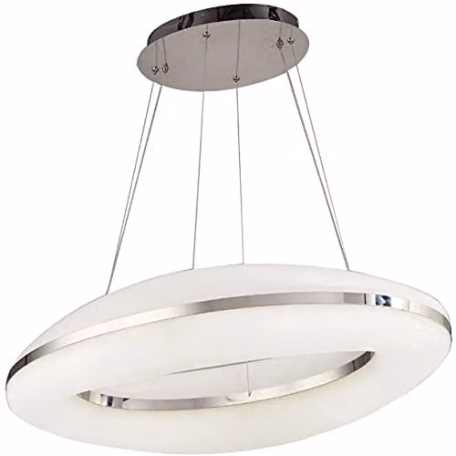 Netlighting Mantra Oakley LED Suspended Ceiling Pendant in Chrome and Grey, 80W, 3000K, 6400lm