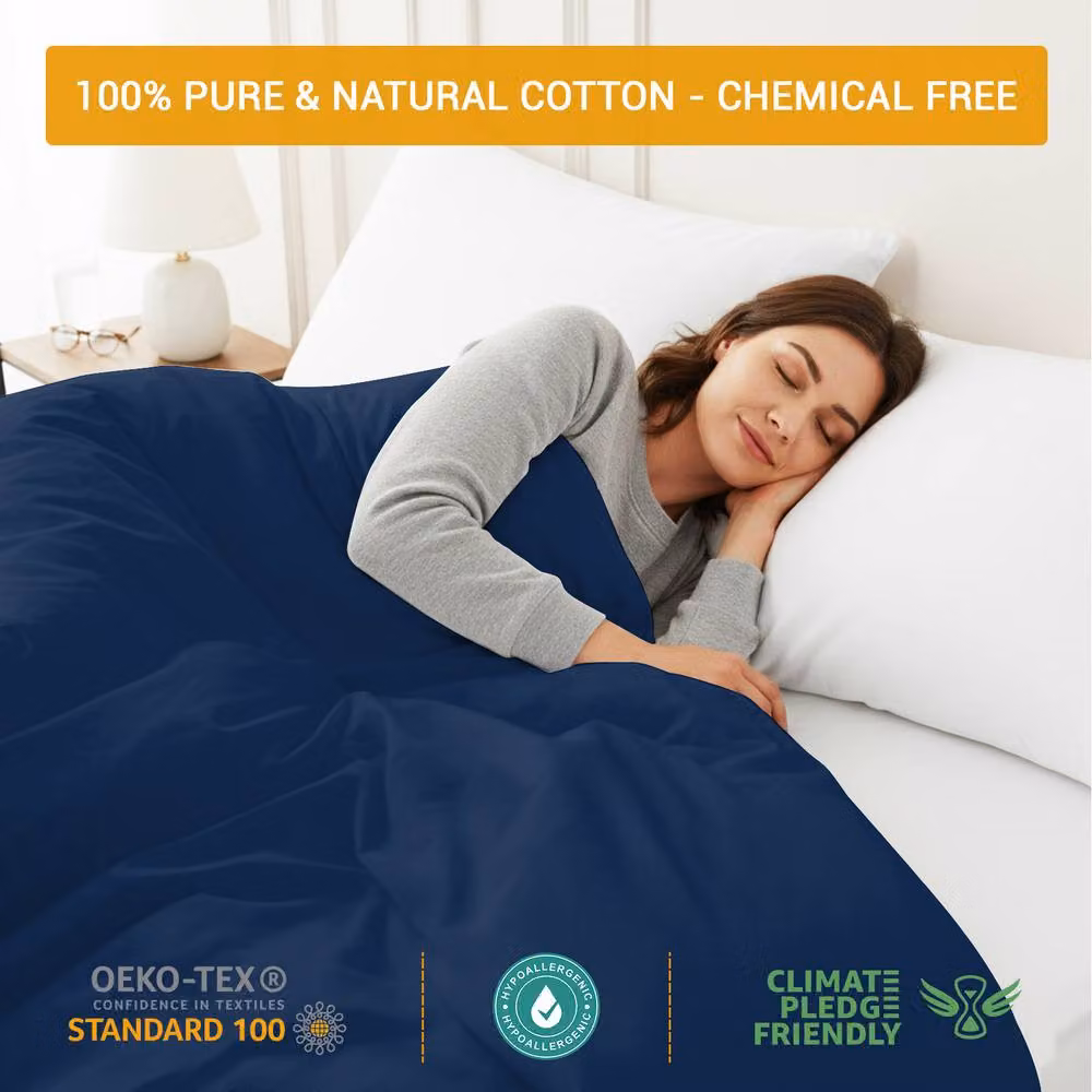 Grace 400 TC 100% Egyptian Cotton Duvet Cover Set with Zipper Closure, Blue, 90 x 200 cm – 5