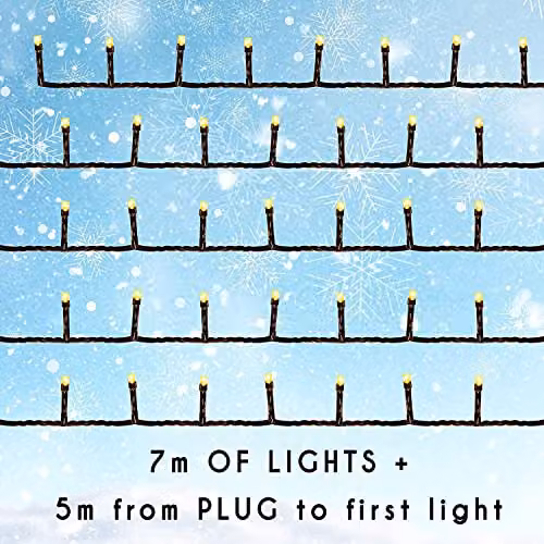 PMS VFM Cold White 100 LED Christmas Lights, 7m Multi-Function String Lights for Indoor and Outdoor Use – 4