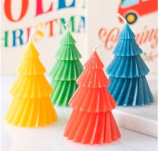 KDMD Set of 4 Multicolour Christmas Tree Candles