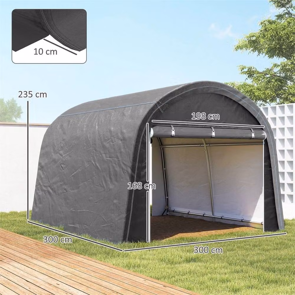 Havendro Heavy Duty Garden Storage Tent in Grey with Double Doors, W: 300 cm, D: 300 cm, H: 235 cm – 1
