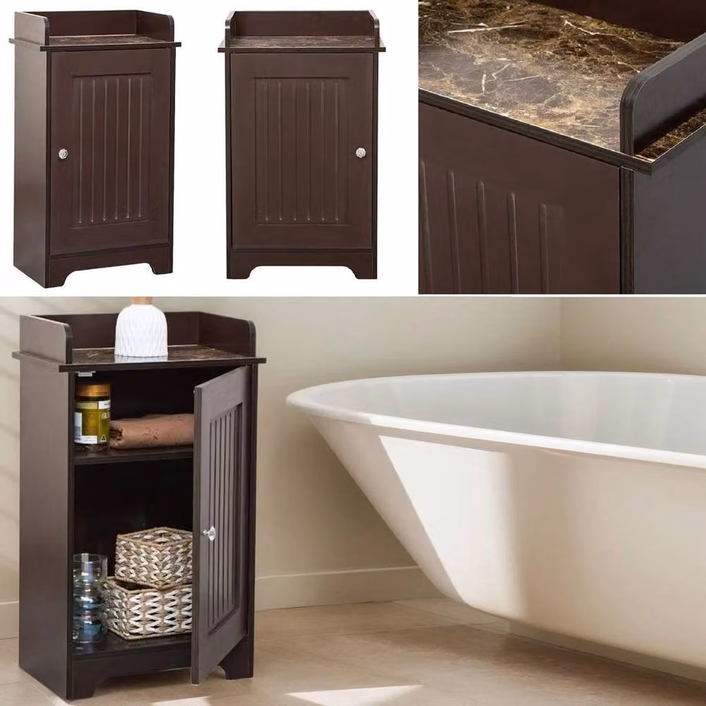 Havendro Modern Brown Wooden Bathroom Storage Shelf with Hinged Doors and Internal Shelves W/D/H: 29.0 x 45.0 x 78.5 cm – 3