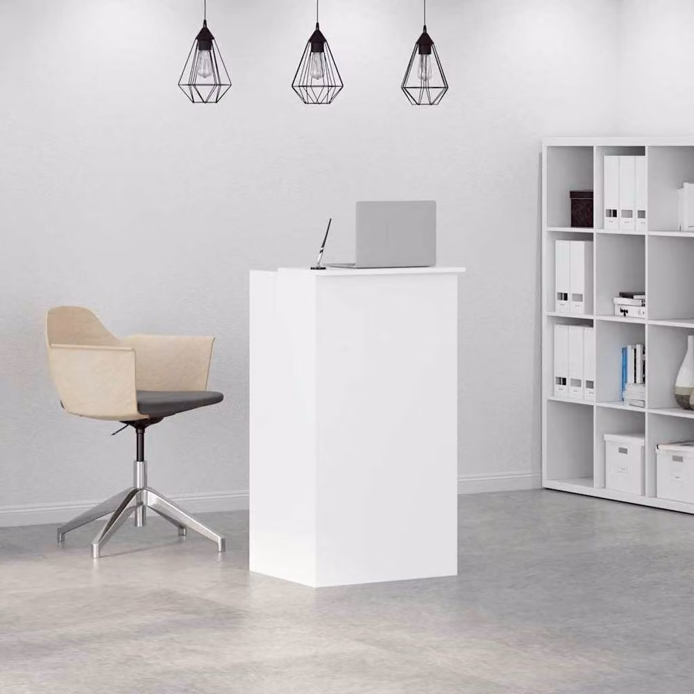 Berkfield Home White Reception Desk in Engineered Wood, W/D/H: 55 x 50 x 103.5 cm