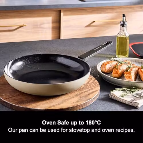 Morphy Richards 28cm Aluminium Frying Pan with Ceramic Coating in Beige – 4