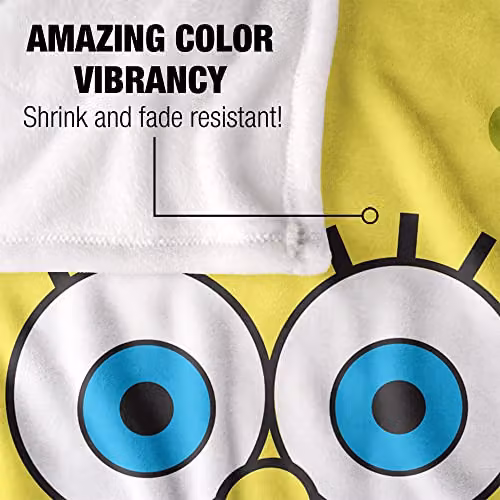 LOGOVISION Spongebob Surprise Face Super Soft White Fleece Throw Blanket W: 152 cm, D: 127 cm – 2