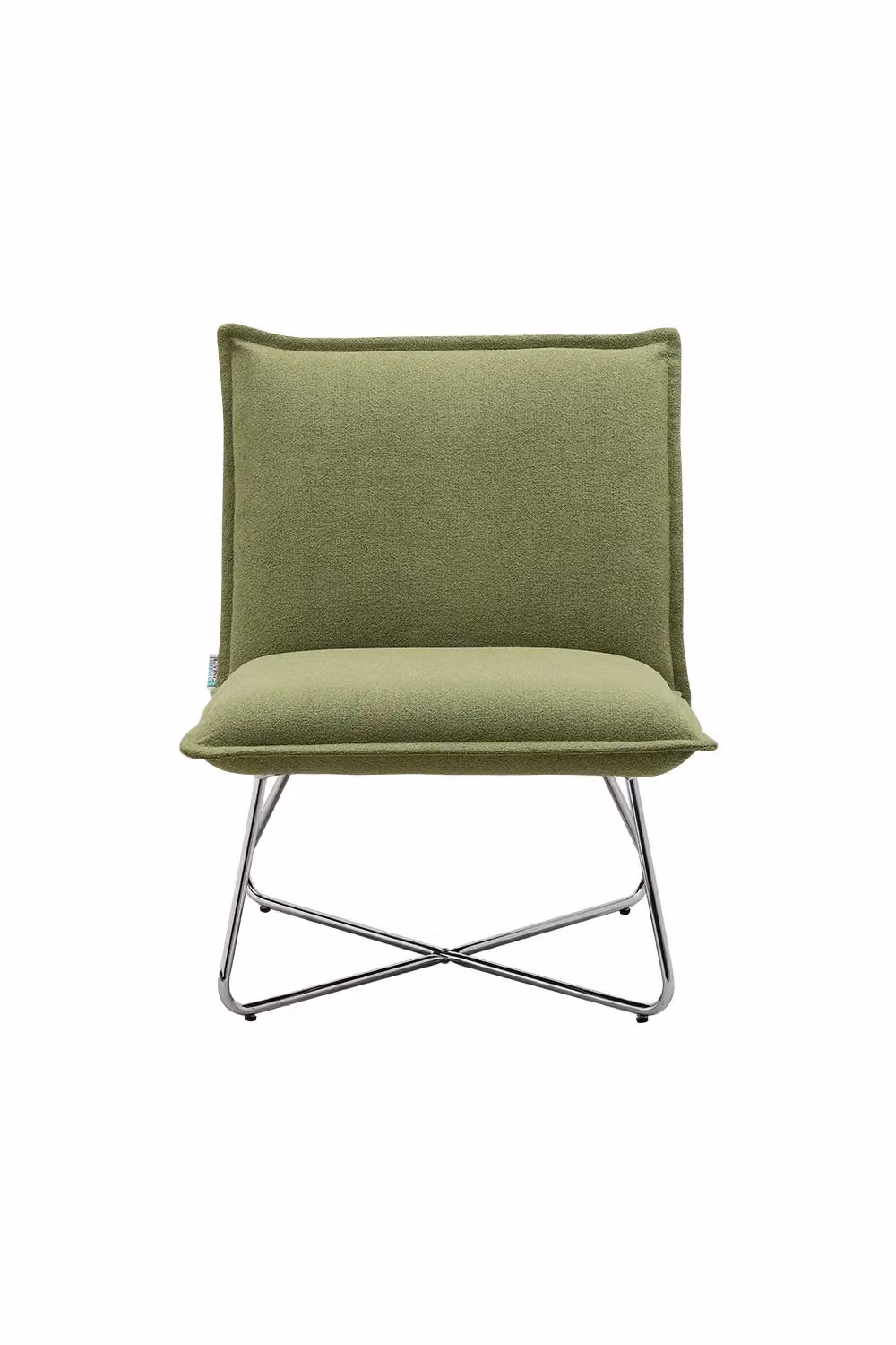 Livingandhome Modern Linen Accent Chair with Metal Base in Green – 3