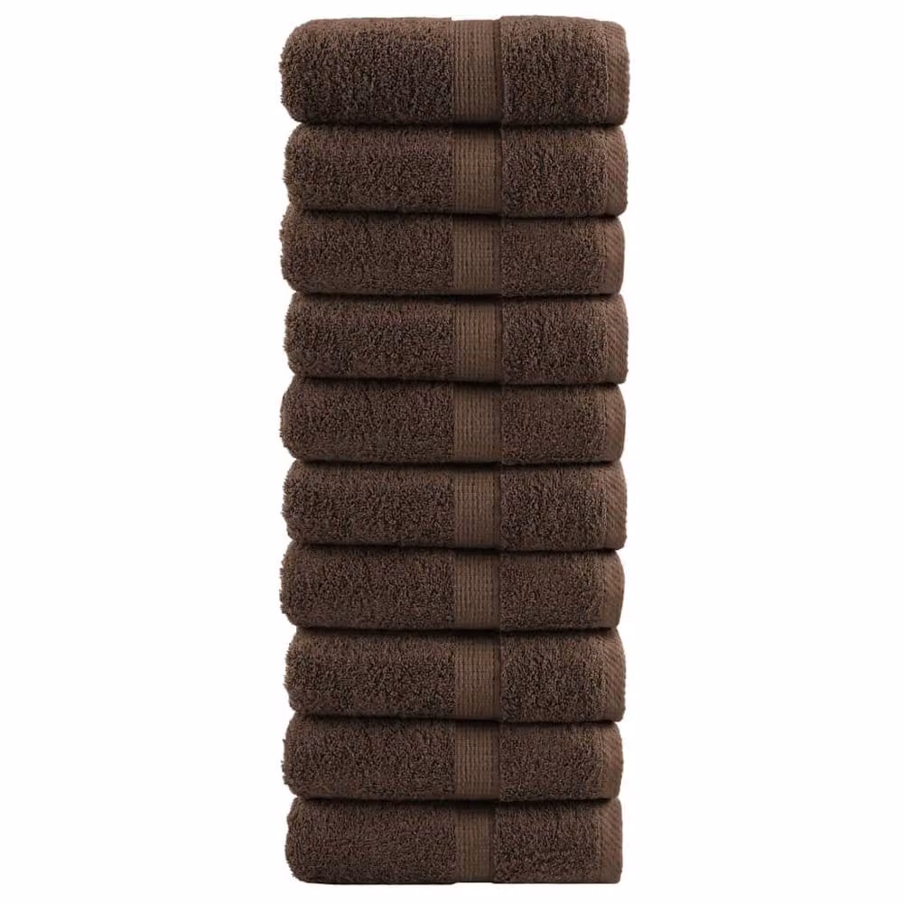Berkfield Home SOLUND Premium Cotton Soap Towels, Brown, 10pcs, W/D/H: 30 x 30 cm, 600gsm – 2