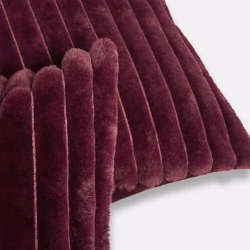 OHS Faux Fur Ribbed Square Cushion Covers, 2 Pack, Red/Purple, W/D/H: 45 x 45 x 45 cm – 3