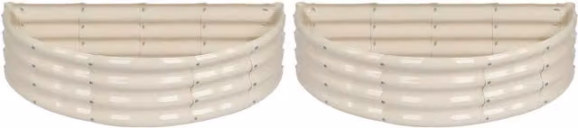 Harbour Housewares Semicircular Galvanised Steel Raised Garden Beds, 2 Piece Set, White, W: 120 cm, D: 60 cm